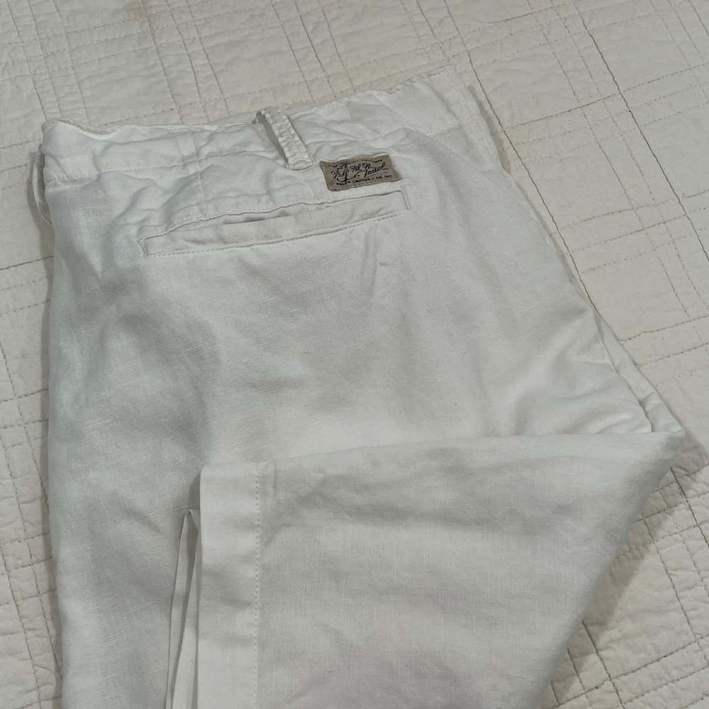 Polo Ralph Lauren White Linen Cotton Classic Fit Shorts Mens 38 Naval Tailors